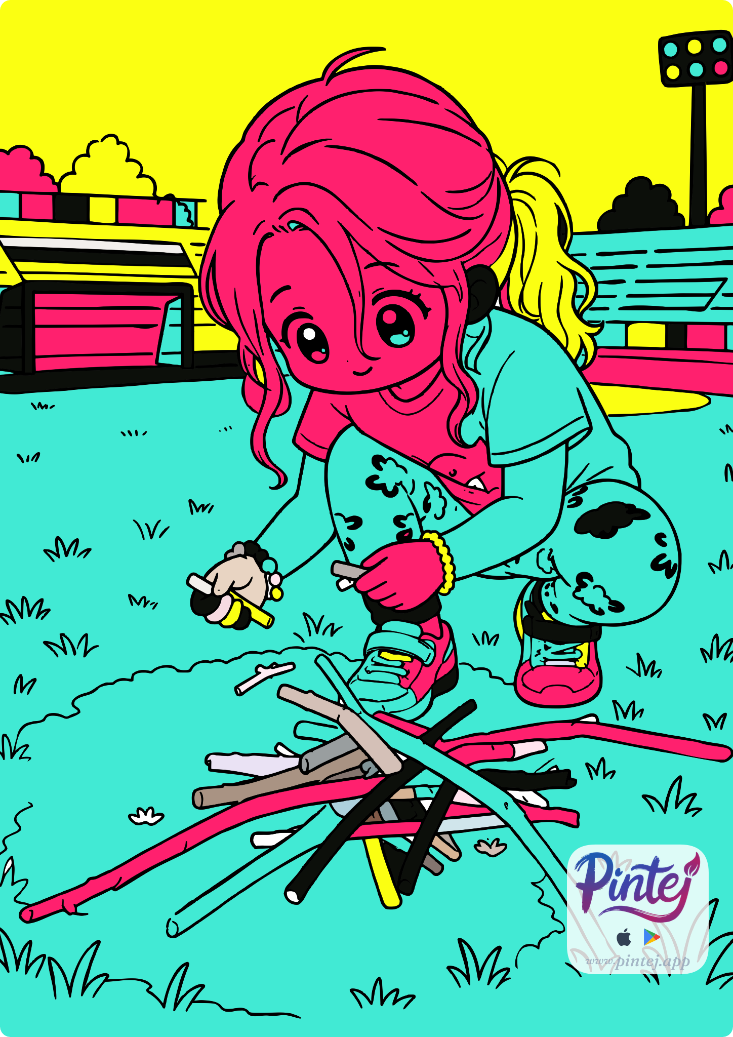 Feux de bois, Unique creations — Pintej coloring page